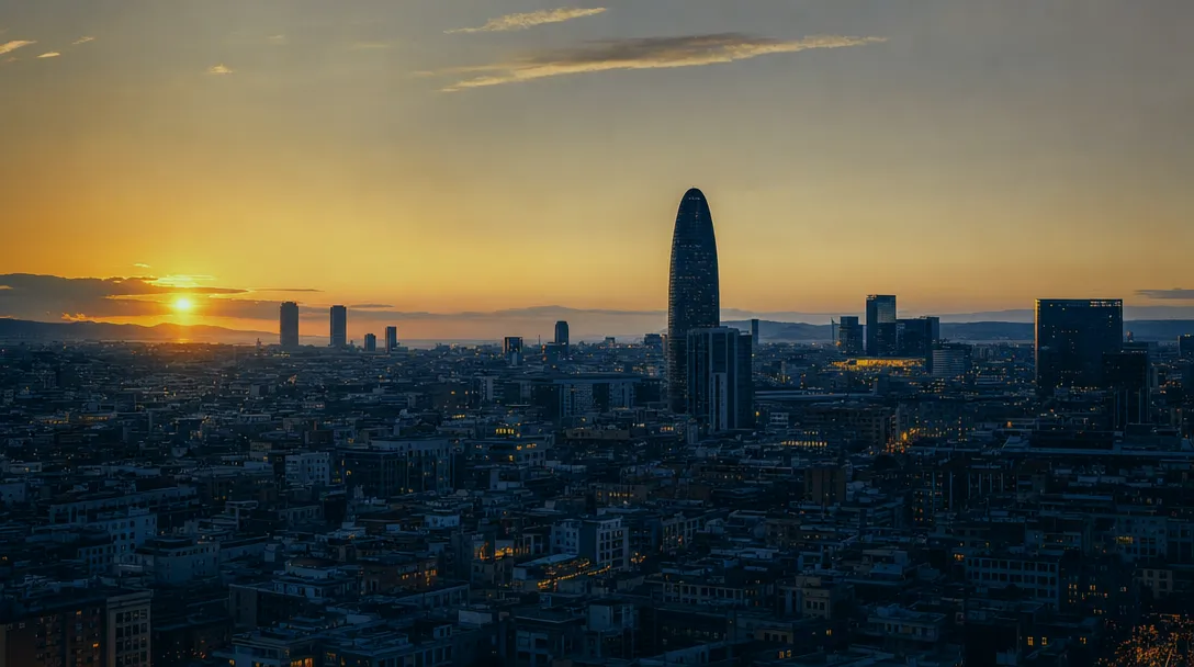 Barcelona al atardecer, la ciudad donde BeServices trabaja desde 2014